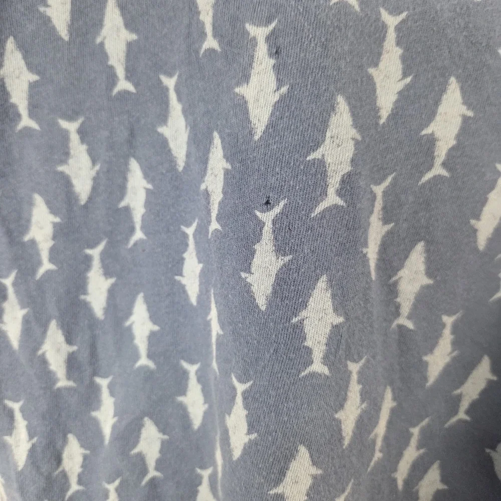 Old Navy Boys Size Large Short Sleeve Crew Neck T Shirt Blue Shark Print